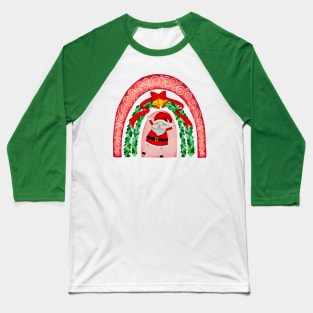 Jolly Santa Christmas Rainbow Baseball T-Shirt